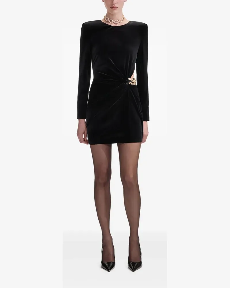 Self-Portrait Velvet Embellished Mini Dress Black