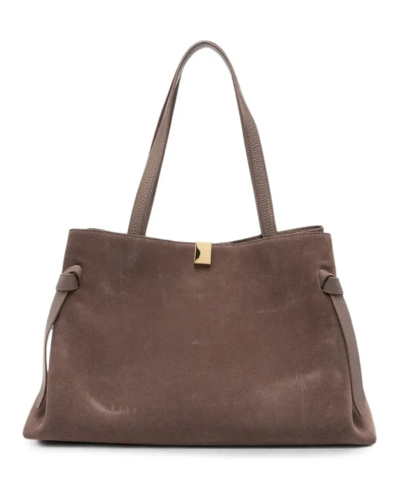 YUZEFI Handbag Suede "Gyoza" Tote Bag Brown