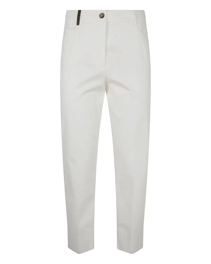 Peserico Light Cotton Satin Stretch Trousers White