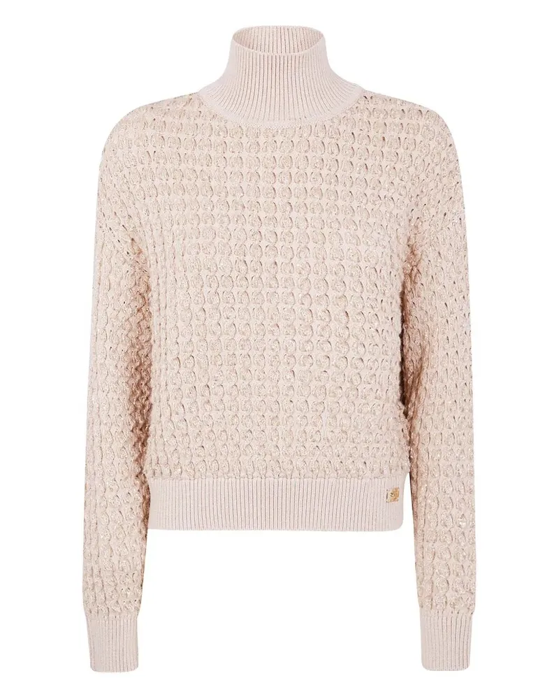 Elisabetta Franchi Oversize Turtleneck Sweater Beige