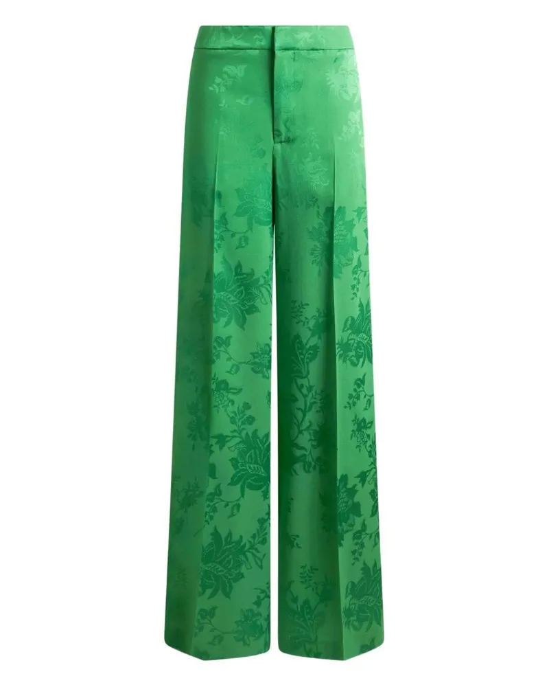 Etro Flared High Waisted Trousers Green