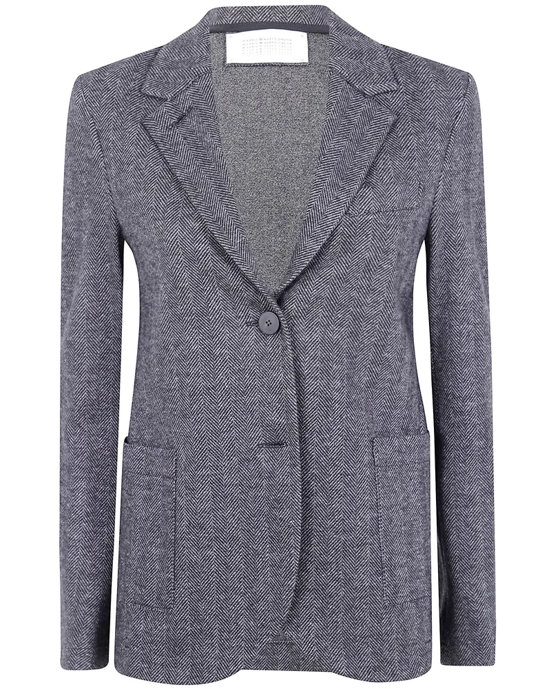 Harris Wharf London Women Stand Up Collar Blazer Patterned Moleskin Gray