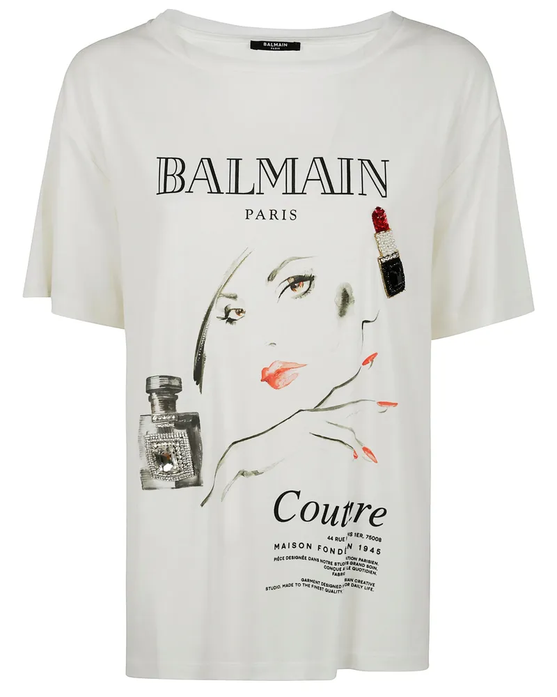Balmain Balmain Beauty Print Embroidery Patches T-Shirt White