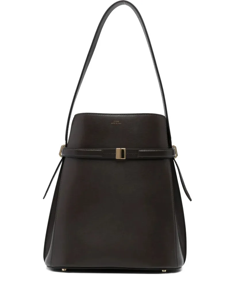 Totême Belted Leather" Bucket Bag Brown