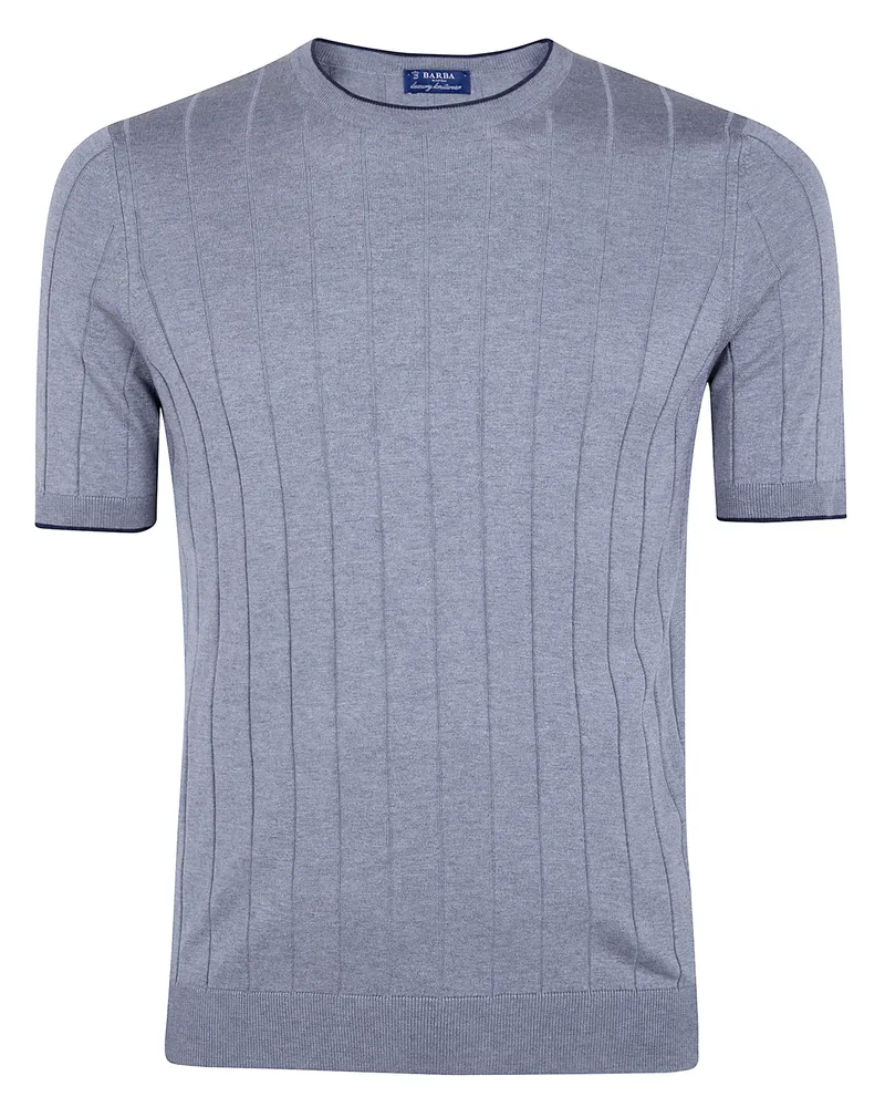 BARBA Silk Round Neck Sweater Gray