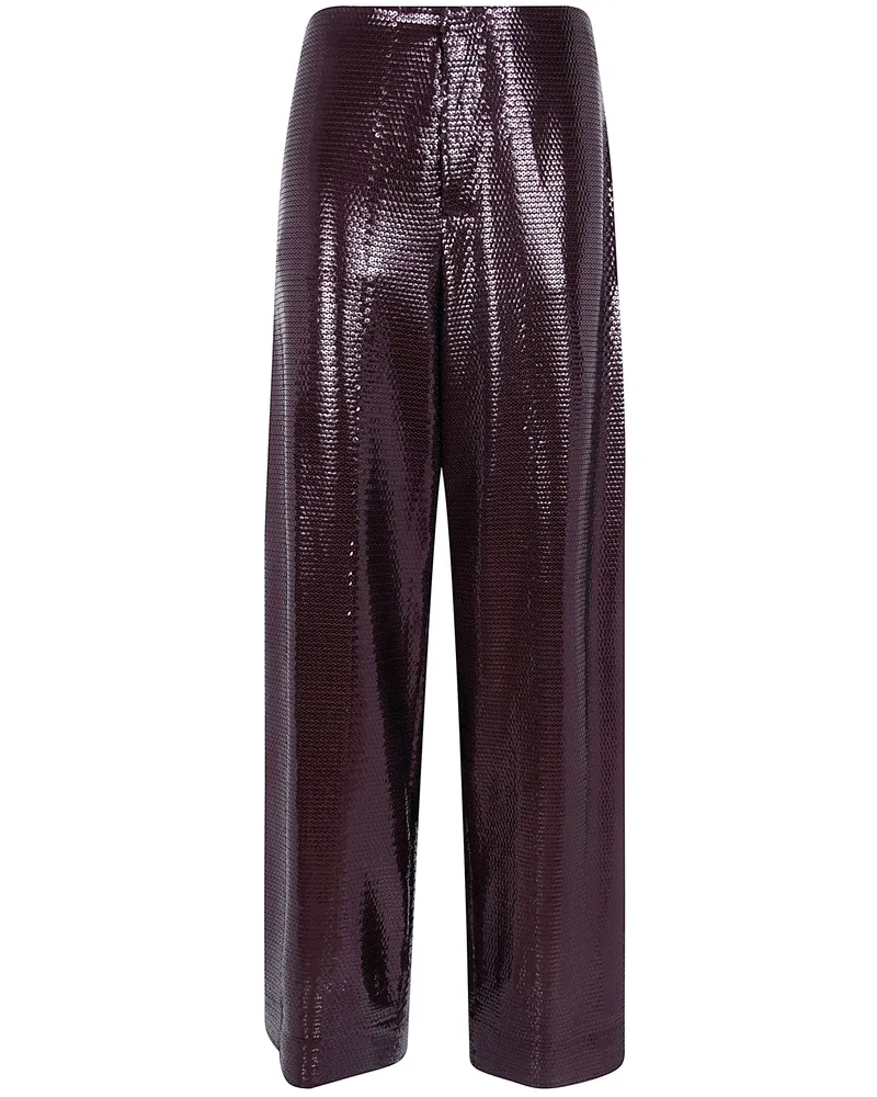 Alberta Ferretti Trousers Paillettes Su Jersey Brown