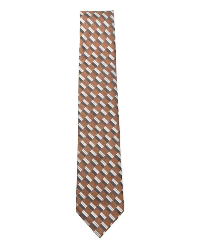 Emporio Armani Stripes Mix Tie Brown