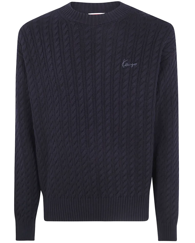 Kenzo Sweater Cable Knit "Kenzo Signature Black