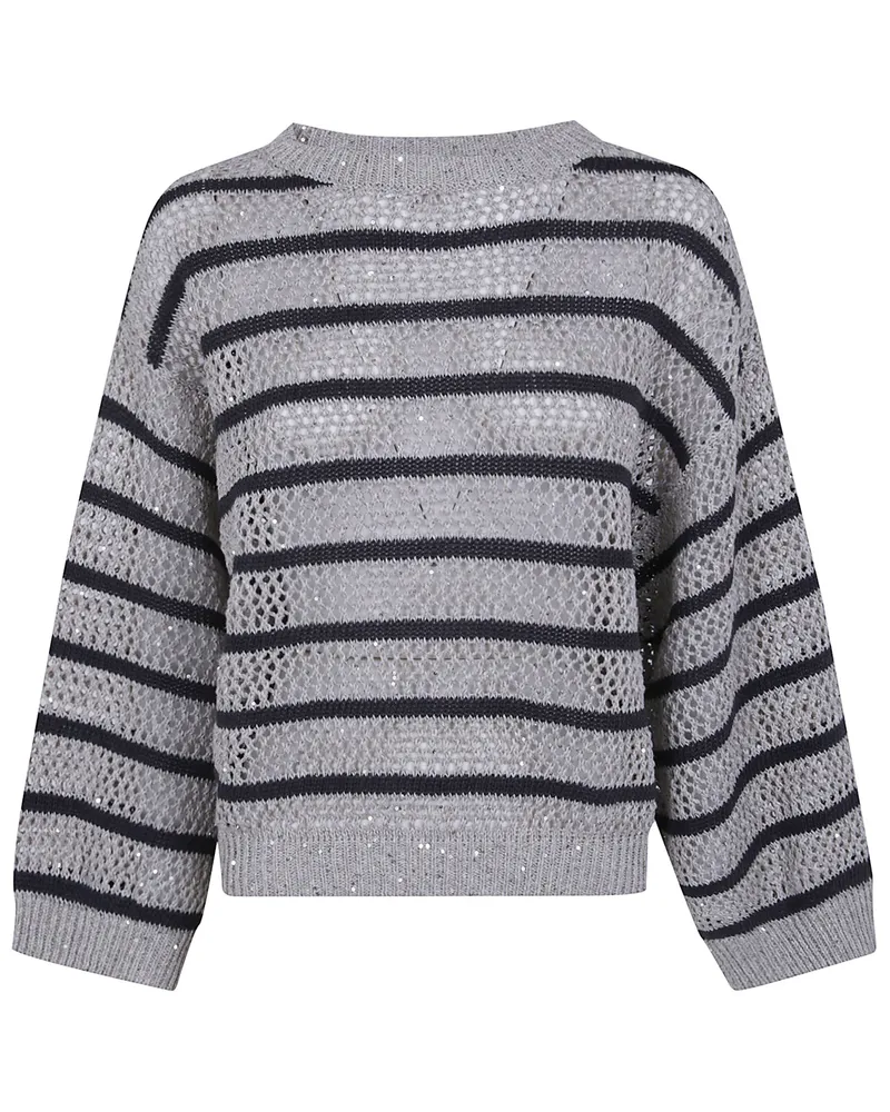 Brunello Cucinelli Striped Sweater Gray