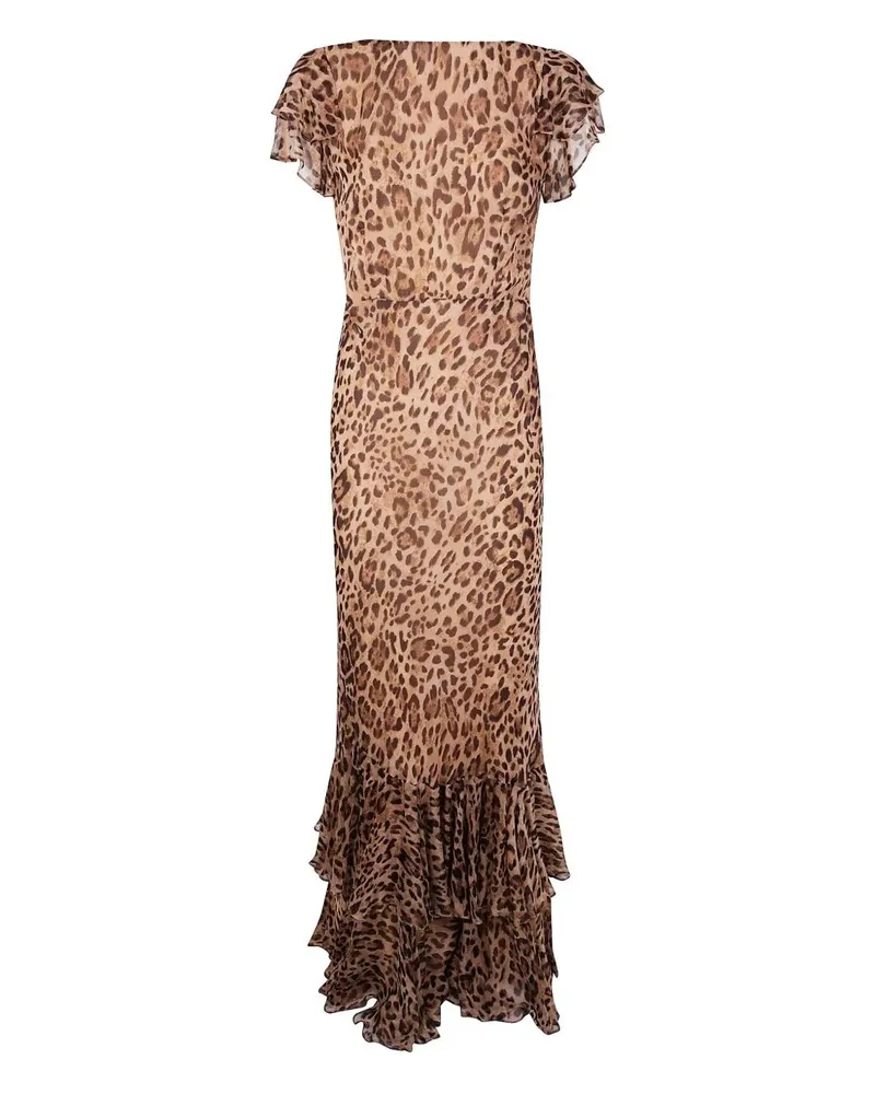RIXO Ordinia" Dress Mila Leopard Brown Brown
