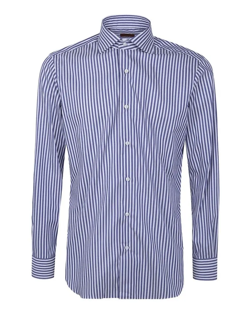 BARBA Classic Popeline Stripes Shirt Blue