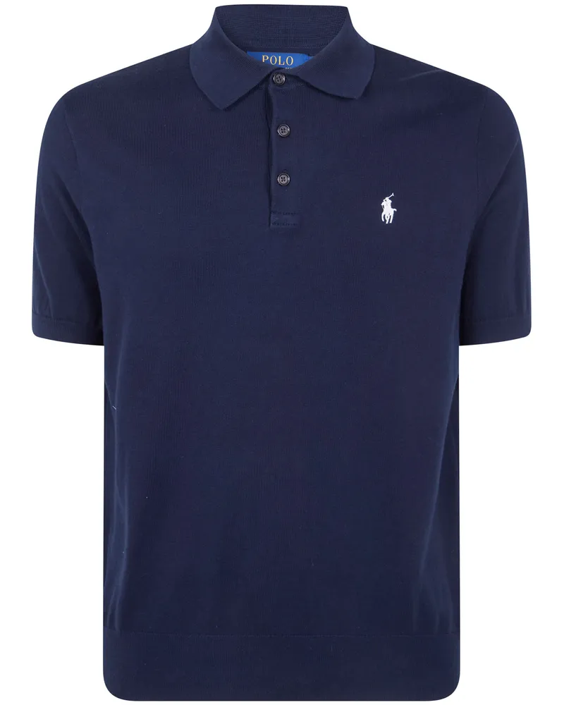 Ralph Lauren Short Sleeves Knit Polo Neck Sweater Blue