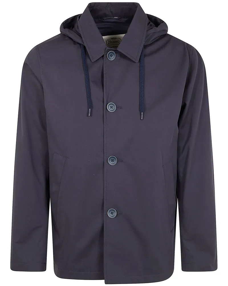 Herno Cropped Hooded Jacket Blue