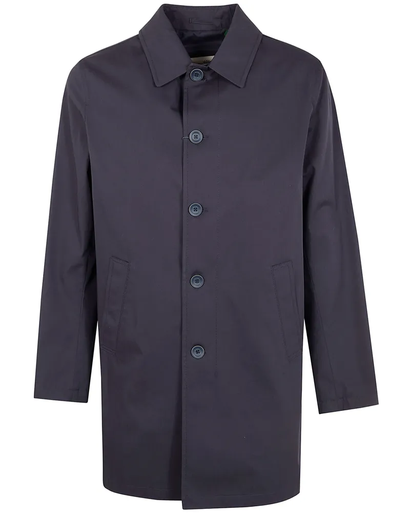 Herno Single Breasted Midi Coat Blue