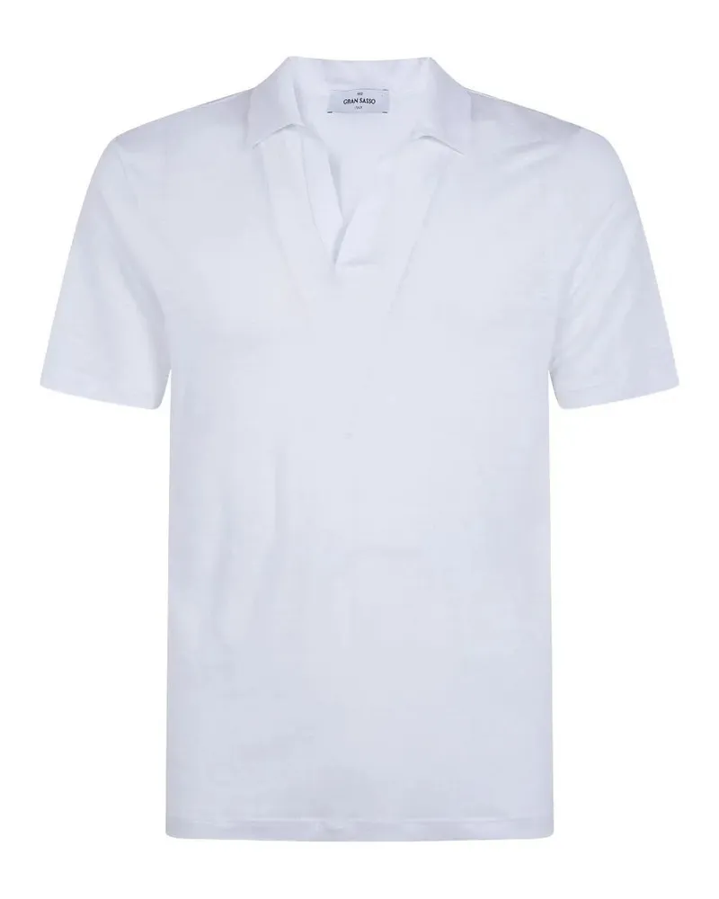 Gran Sasso Logo Print Short Sleeves Skipper Polo Shirt White