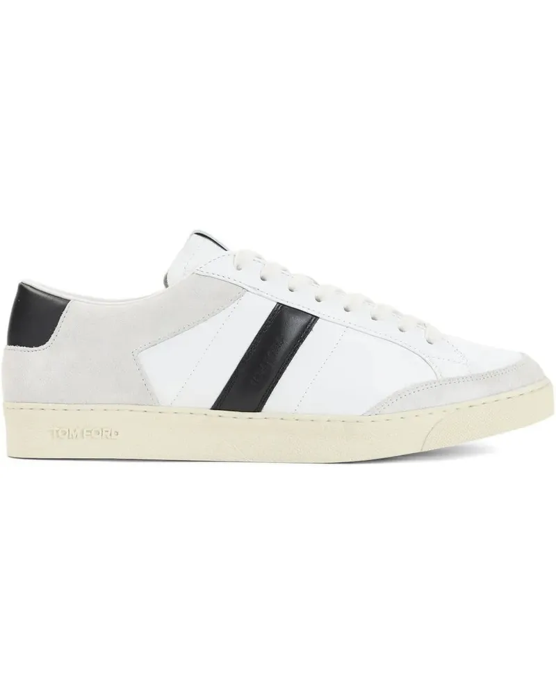Tom Ford Suede Grain Leather Low Top Sneakers White