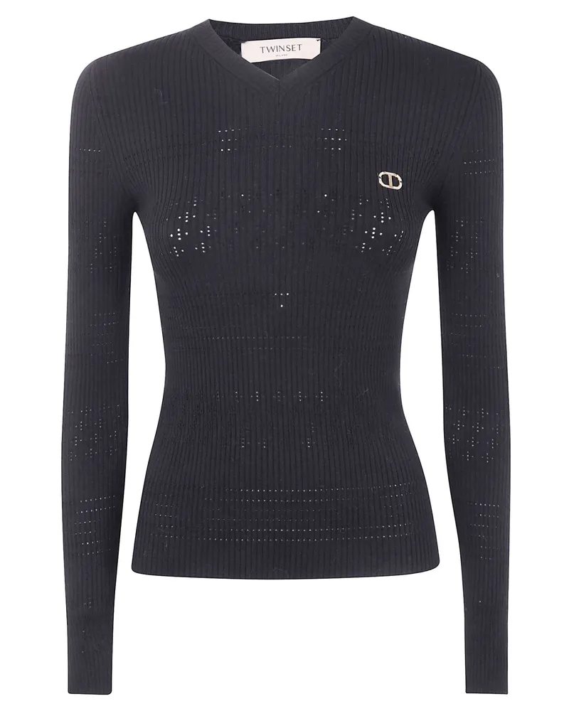 Twin-Set Long Sleeve Sweater Black