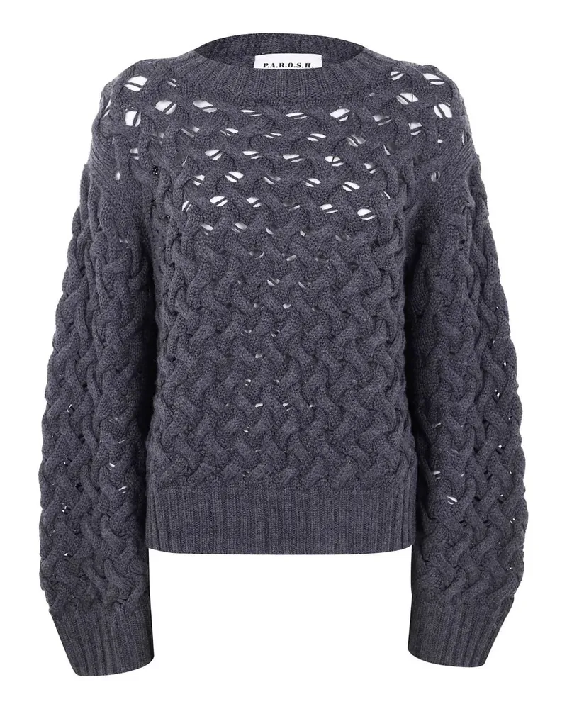 P.A.R.O.S.H. P. A.R. O H. Round Neck Basket Stitch Sweater Gray