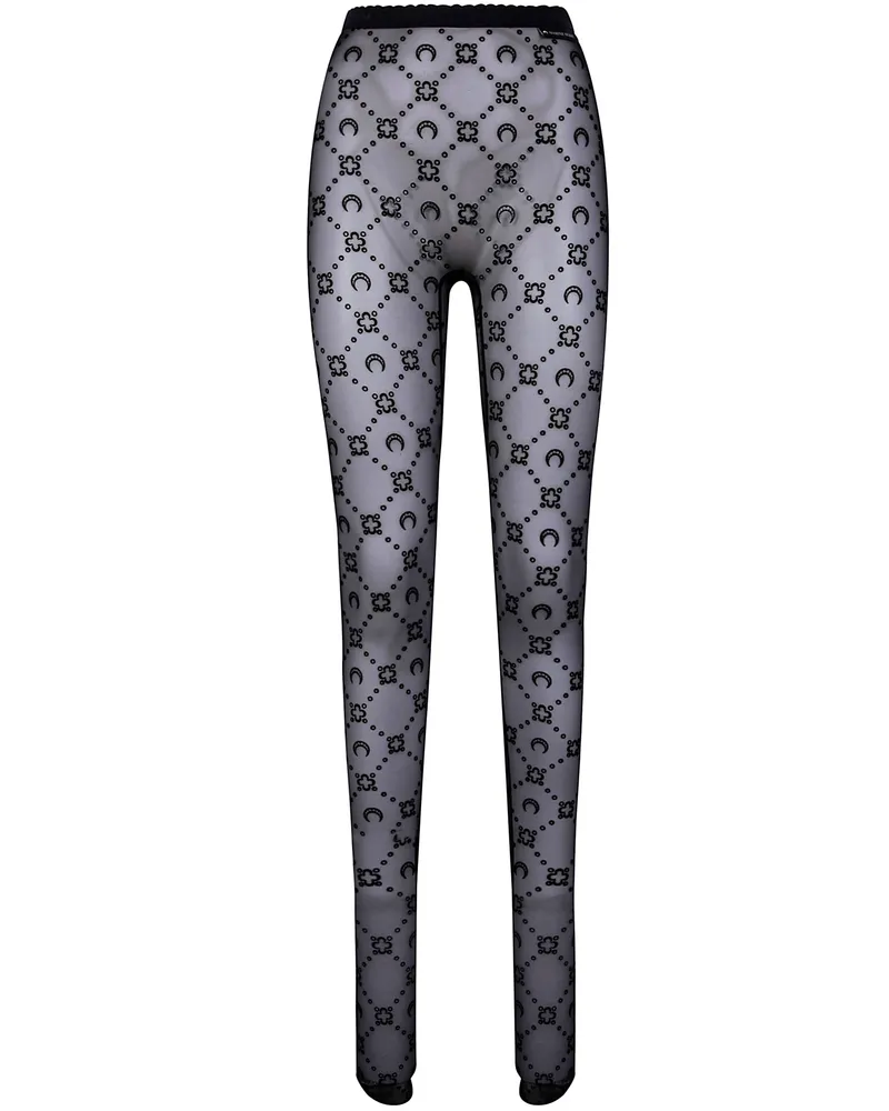 Marine Serre Moonogram" Mesh Flock Tights Black