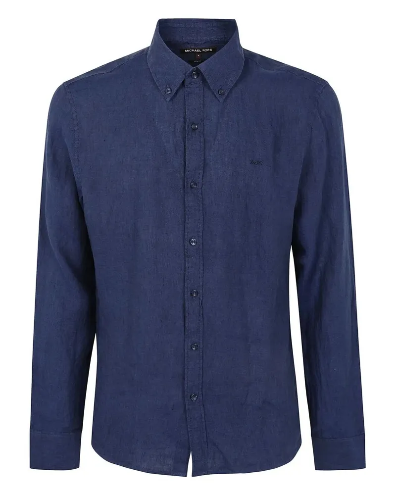 Michael Kors Long Sleeves Linen Shirt Blue
