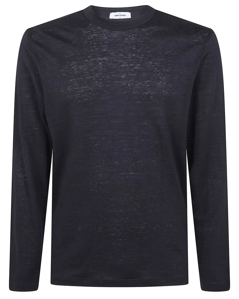 Gran Sasso Logo Print Long Sleeves T-Shirt Black