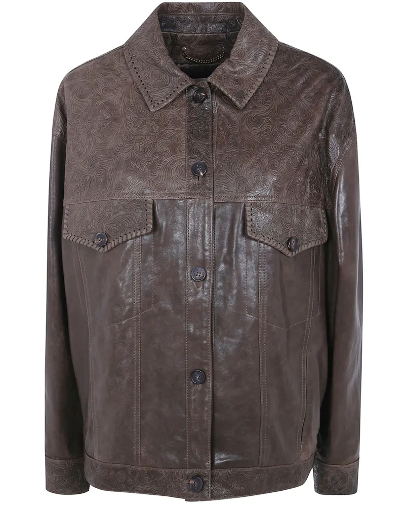 Golden Goose Leather Jacket "Journey Babete Green