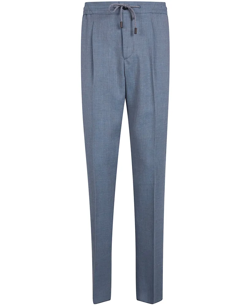 Incotex Elastic Coulisse Waist Chino Trousers Blue