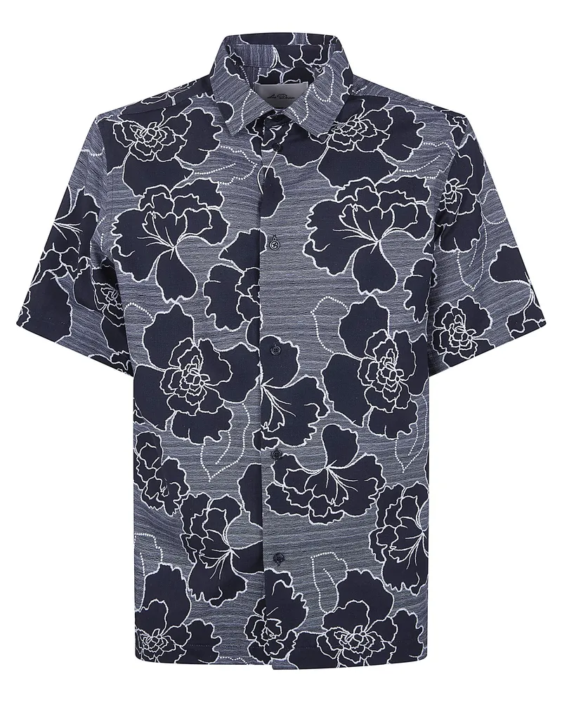 LES DEUX Charlie Poppy Aop" Short Sleeves Shirt Black