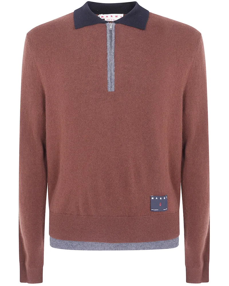 Marni Polo Neck Cashmere Sweater Brown