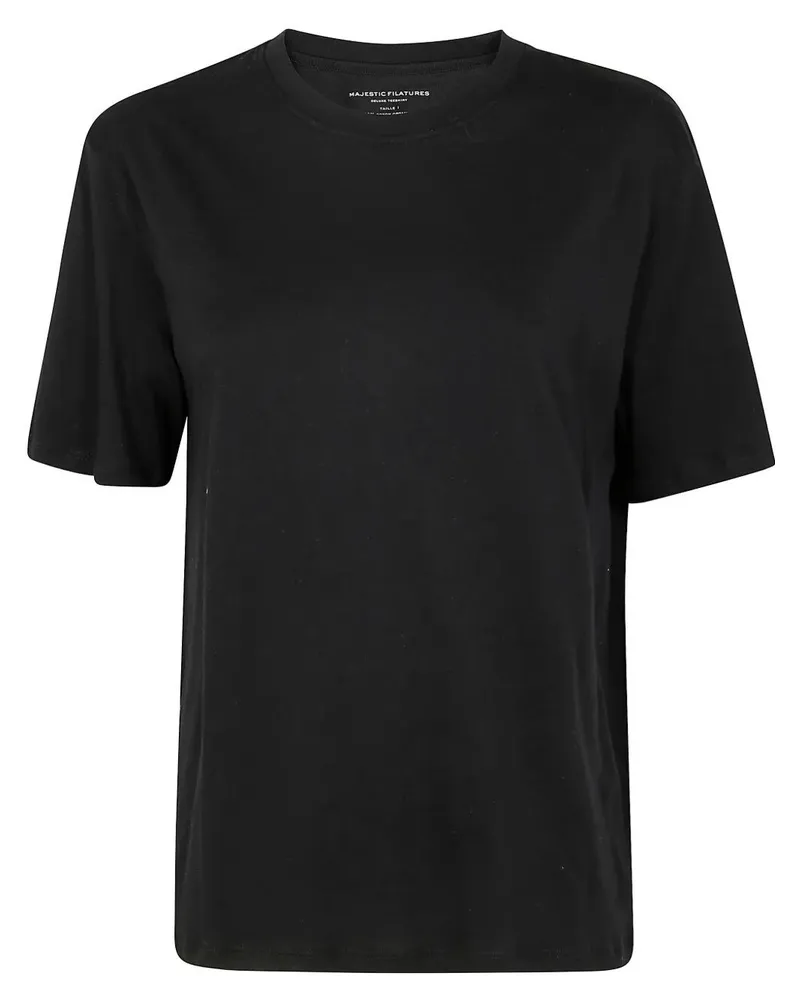 Majestic Short Sleeves Round Neck Sweater By Majestic Black