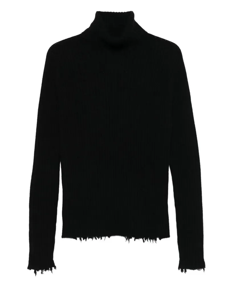 Uma Wang Plain Ws" High Neck Rib Top Black