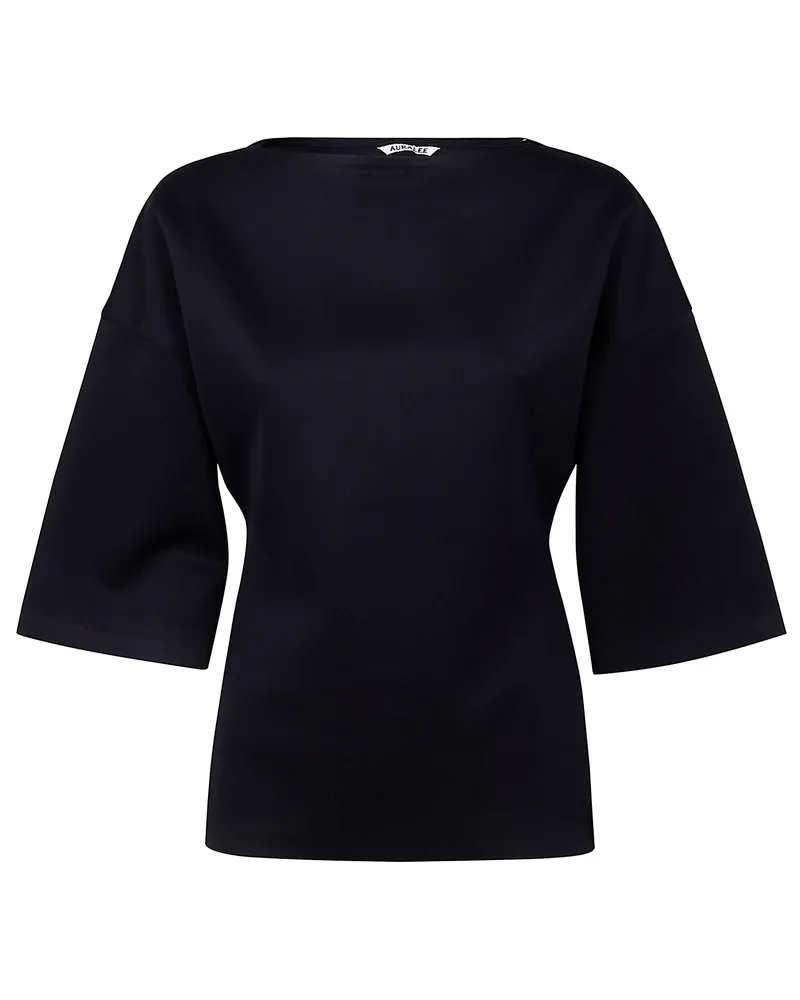 AURALEE Shirt Boat Neck "Wetsuit Jersey Boat Neck Po Blue