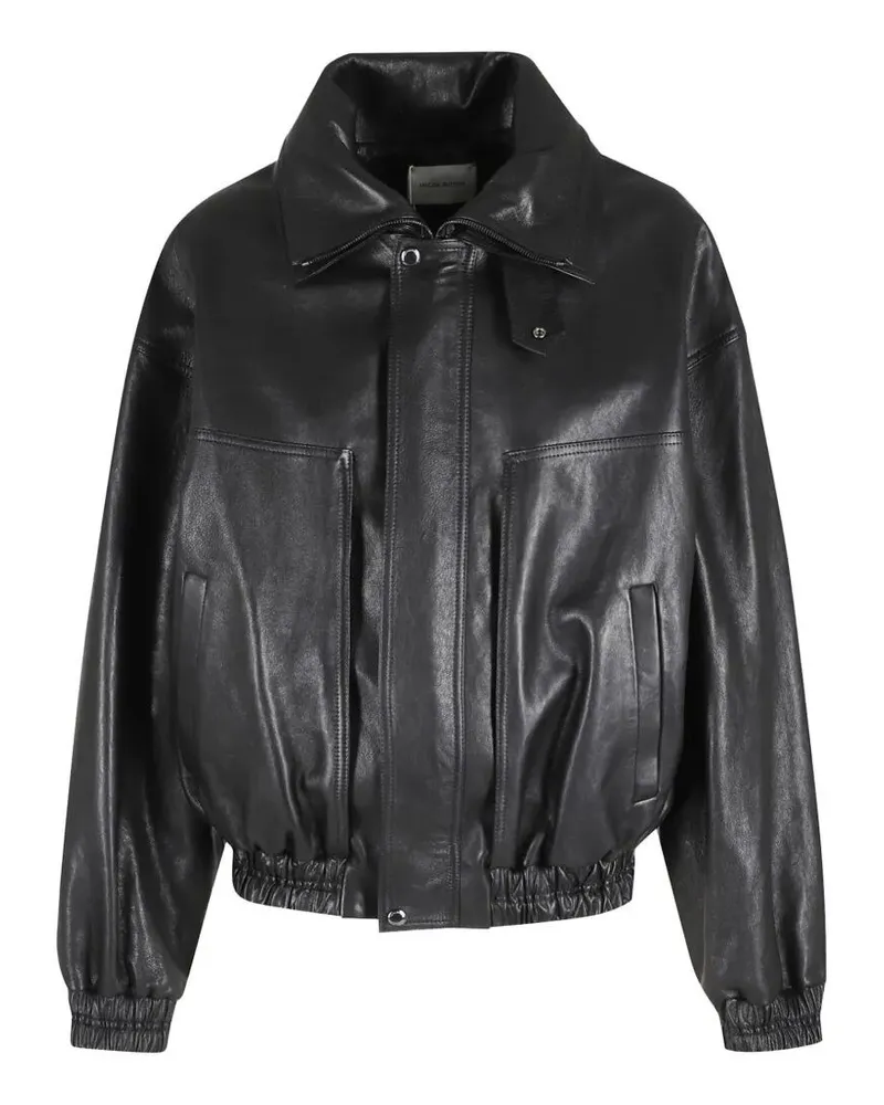 Magda Butrym Leather Aviator Jacket Black