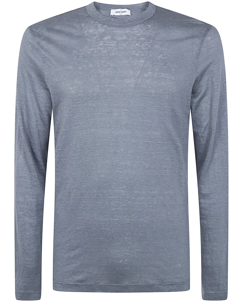 Gran Sasso Logo Print Long Sleeves T-Shirt Gray