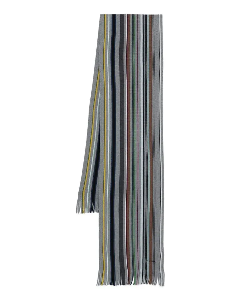 Paul Smith Men Scarf Ivan Stripe Gray