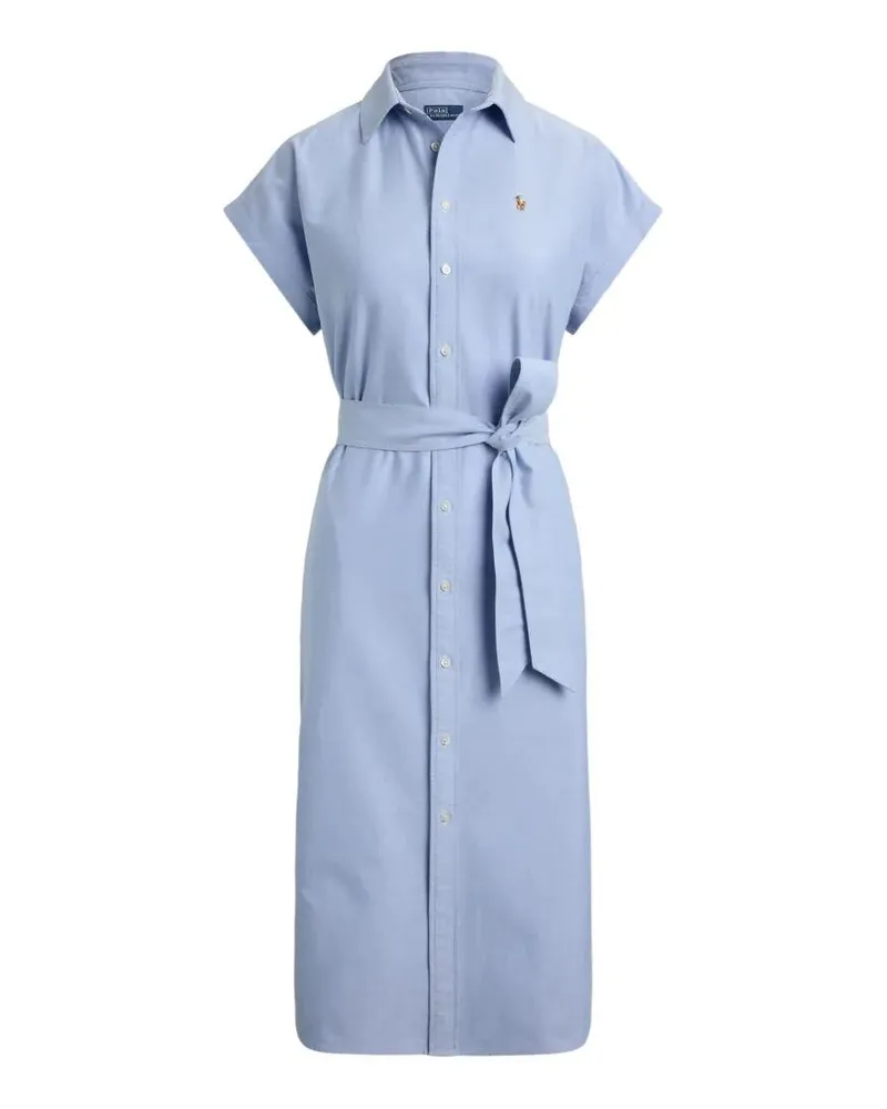 Ralph Lauren Woven Short Sleeves Mini Shirt Dress Blue