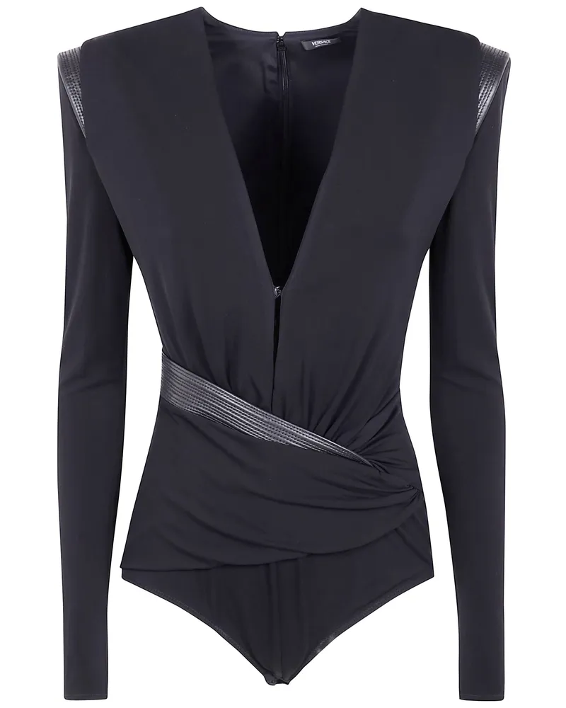 Versace Bodysuit Responsible Stretch Crepe Jersey Black