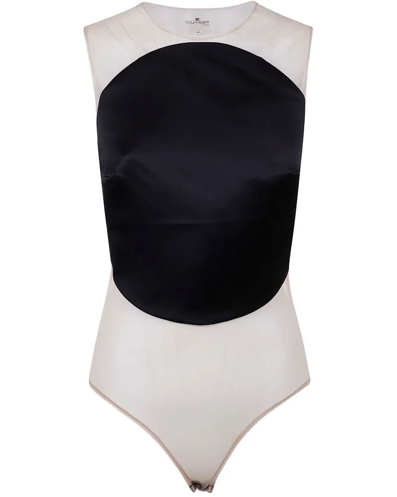 Courrèges Illusion Circle Satin Bodysuit Black