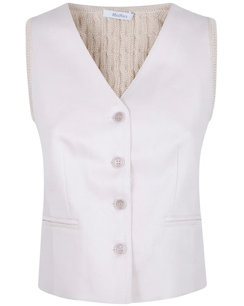 Max Mara Calibri Linen Knit Crop Gilet Beige
