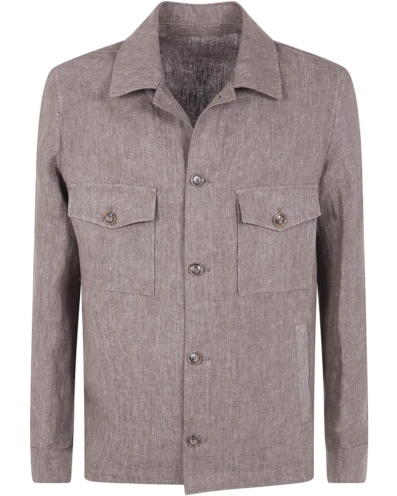 BARBA Park Linen Shirt Brown