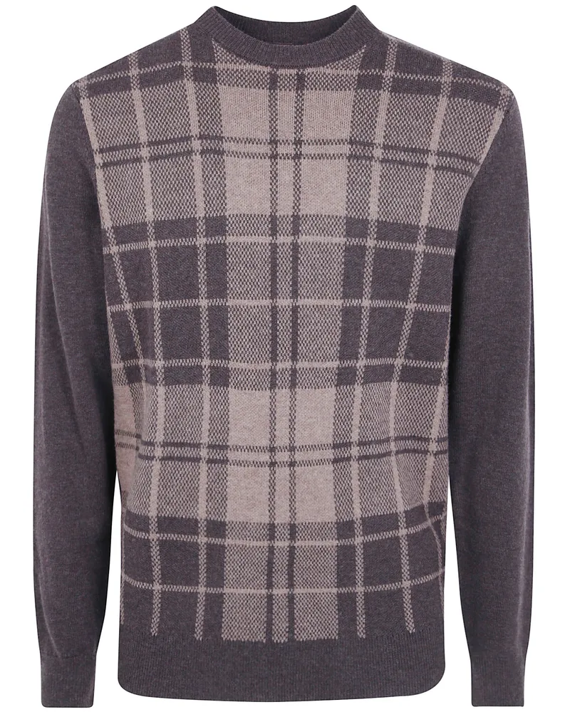 Barbour Crewneck Sweater "Mineral Tartan Brown