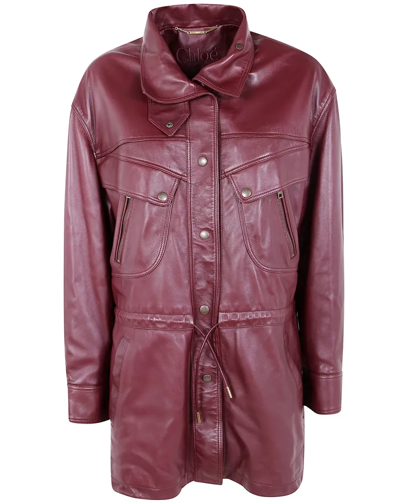 Chloé Leather Safari Jacket Brown