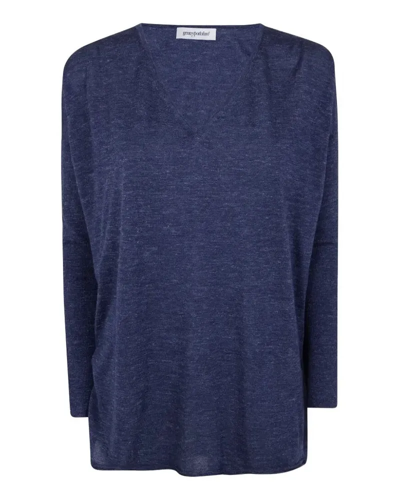 Gentryportofino Knit V Neck Sweater Blue