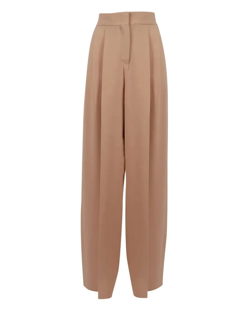 Alberta Ferretti Cady Stretch Wide Leg Trousers Beige