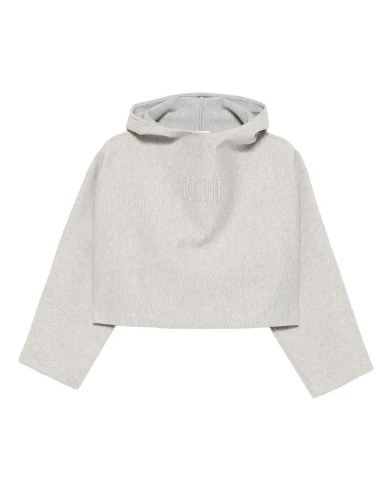 Jean Paul Gaultier Bonded Cotton Cropped Bat Sleeves Hoodie With "Gaul Gray