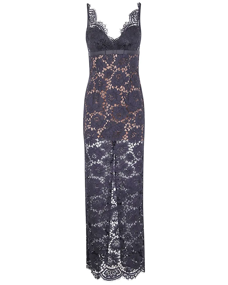 Self-Portrait Floral Lace Maxi Dress Black