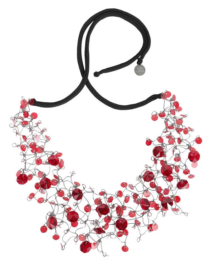 Maria Calderara Net Crystals Necklace Red