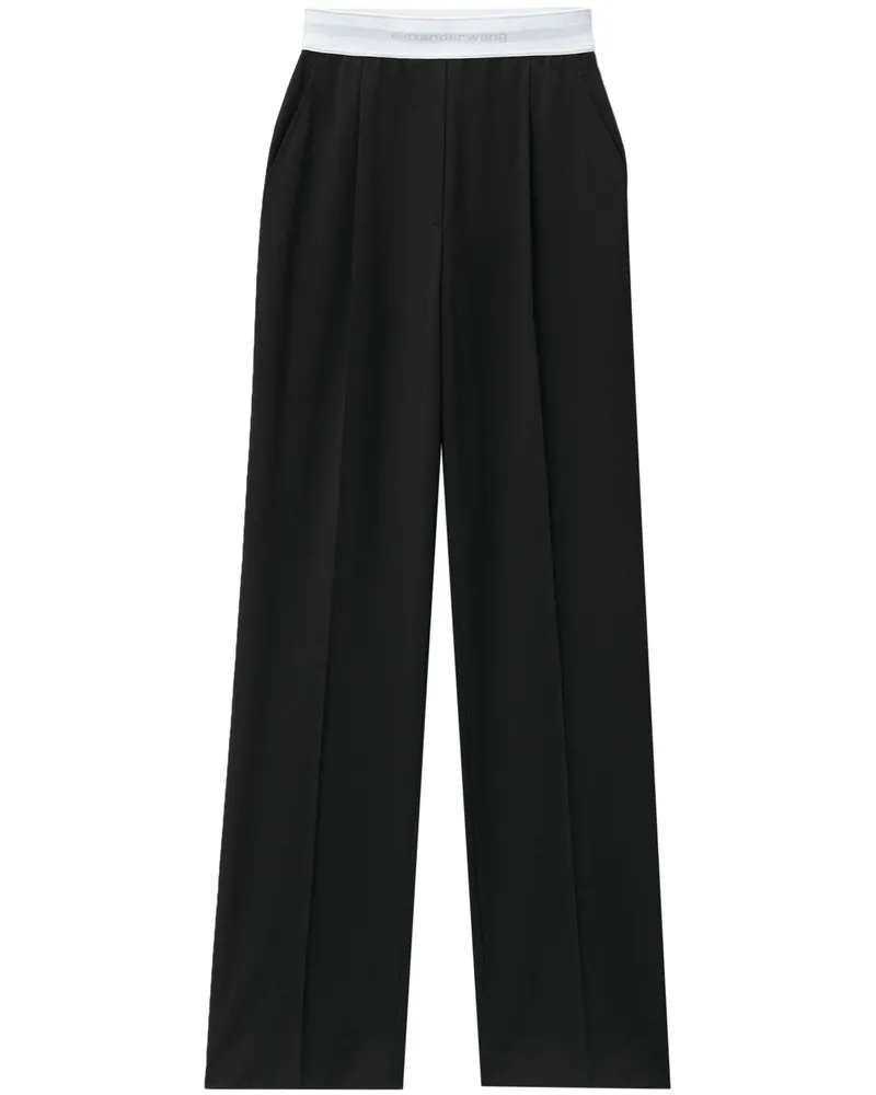 Alexander Wang High Waisted Pleated Pant With Logo Elastic By Alexande Black