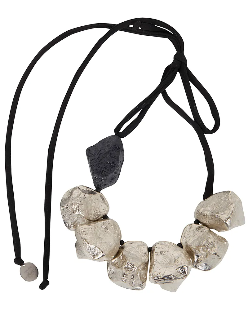Maria Calderara Necklace Silver Black Metallic