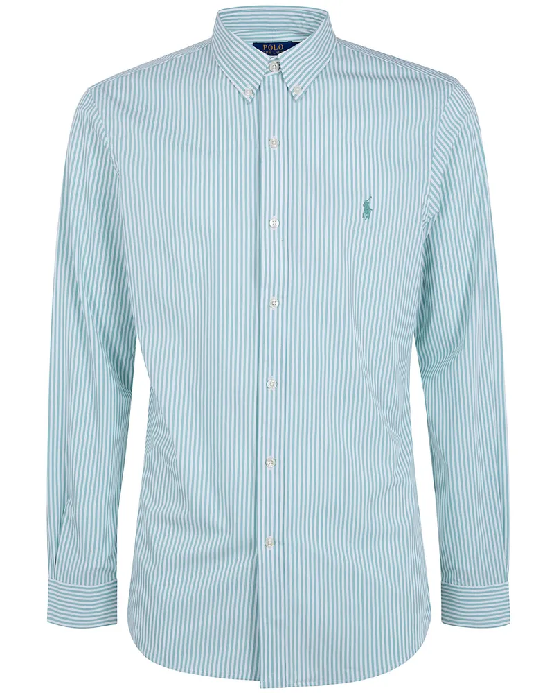 Ralph Lauren Long Sleeves Sport Stripes Shirt Green